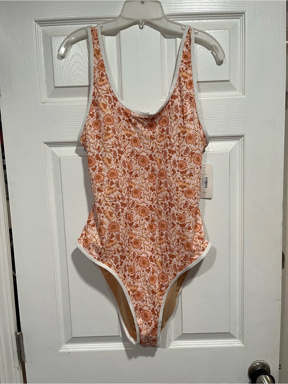 Geode Floral Scoop-Back One-Piece Swimsuit - Orange Floral